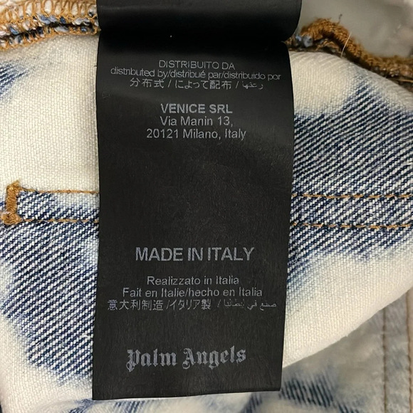 Palm Angels Jeans Tie & Dye Skinny Fit 30/30 Destroyed Blue White Button Fly - Picture 15 of 16